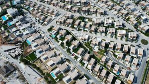 Dron View of a Residential Village with Beach View in South Albania